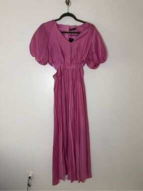 Nasty Gal Pink Puff-Sleeve Maxi Dress Size 6